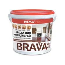Краска ВД BRAVA Acryl 35у для окон и дверей белый полуматовый 11 л