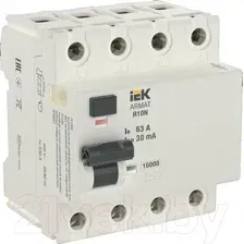 Дифференциальный автомат IEK 4P 63А 30мА тип AC AR-R10N-4-063C030