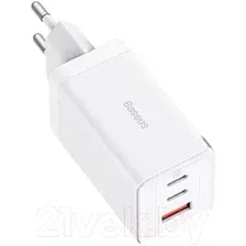 Зарядное устройство сетевое Baseus GaN5 + кабель Type-C to Type-C / CCGP120202 (белый)