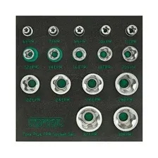 Набор головок 1/4", 3/8", 1/2" 6EPR-32EPR 16 предметов TOPTUL (GABF1601)