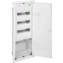 Бокс пластиковый Elektro-Plast MSF TWIN RP комбинированный, 3*12M+1xМП перф., N/PE-шинки, 1xSCHUKO, мет. дверь, белый RAL9016, 358x853x94mm, IP30