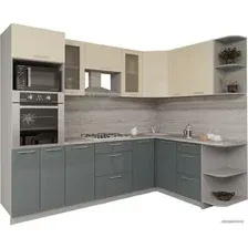 Готовая кухня Интерлиния Мила Gloss 1.68x2.6 правая (ваниль-асфальт)