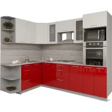 Готовая кухня Интерлиния Мила Gloss 1.68x2.8 левая (белый-красный)