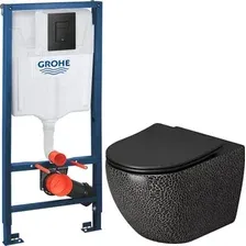 Унитаз подвесной Grossman Color GR-4411BBLS + GROHE Solido 38811KF0 (с кнопкой)
