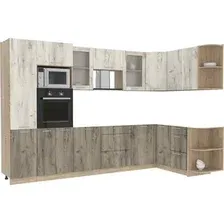 Готовая кухня Интерлиния Мила 1.68x3.2 правая без столешницы (дуб белый/дуб серый)