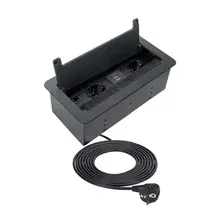 Выдвижной удлинитель 2 розетки, 1xUSB-A, 1xUSB-C, HDMI, LAN, черный, провод 1.5м, HLT