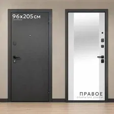 Металлическая дверь Guard Зеркало 96x205 правая (серебристый/белый матовый)