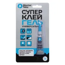 Супер-клей гель MasterTeks цианоакрилатный универсальный, прозрачный, 3 г