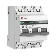 Автоматический выключатель EKF PROxima ВА 47-63M 3P 10А D 6кА (mcb4763m-6-3-10D-pro)