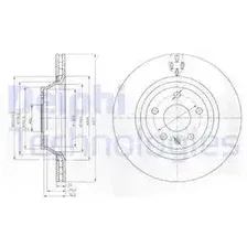 Тормозной диск DELPHI BG4090 вентилируемый , задняя ось