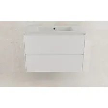 Symbolite Тумба с умывальником Лима 80 Line Plus 2 ящика + Line 80x48 (подвесная, белый матовый/жасмин)
