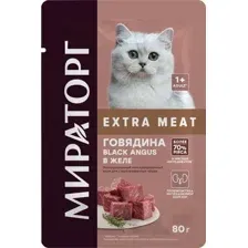 Влажный корм для кошек Мираторг Meat для стерил. Говядина Black Angus в желе / 1010022501 (80г)