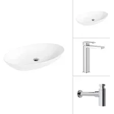 Умывальник Lauter 21571 + Cascade 21СК0655C с сифоном 21635CH (хром)