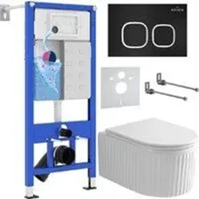 Унитаз подвесной Roxen Royal Matt в комплекте с инсталляцией StounFix Dual Fresh 6 в 1 968267 (кнопк