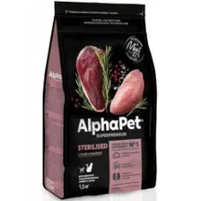 Сухой корм для кошек AlphaPet Superpremium Sterilised с уткой и индейкой 1.5 кг