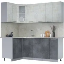 Готовая кухня Интерлиния Мила 12x20 (бетон лайт/бетон портленд/опал светлый)