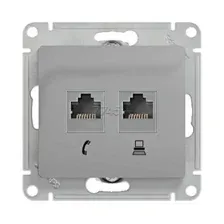 Розетка компьютерная RJ-45 и телефонная SYSTEME (SCHNEIDER) ELECTRIC Glossa алюминий (GSL000385)