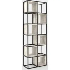 Стеллаж Hype Mebel Грос-2 70x175 (черный/древесина белая)
