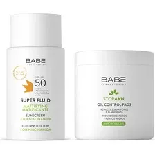 Набор косметики для лица Laboratorios Babe Пэд для лица Stop AknФлюид солнцезащитный с ниацинамидом SPF50 (60шт50мл)