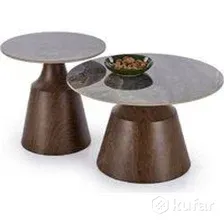 Журнальный столик Halmar Tower (2 шт, коричневый мрамор/орех)