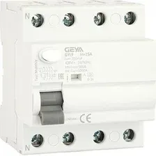 Устройство защитного отключения GEYA GYL9-4P-25A-300mA 4P 25A 6 kA 300mA A 4M GYL94P25A300