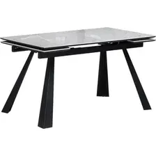 Обеденный стол Woodville Маунт 140x80 / 621199 (белый мрамор/черный кварц/черный)