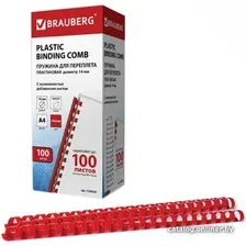 Пластиковая пружина для переплета BRAUBERG A4 14 мм 100 шт 530920 (красный)