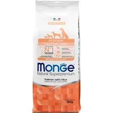 Сухой корм для собак Monge All Breeds Puppy &amp Junior Monoprotein Salmon with Rice (для щенков всех пород с лососем и рисом) 12 кг
