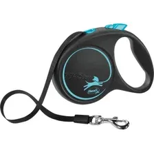 Поводок-рулетка Flexi Black Design М ремень 5 м (синий)