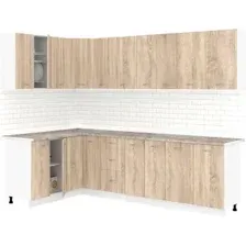 Готовая кухня Кортекс-мебель Корнелия Лира 1.5x2.7 (дуб сонома/марсель)