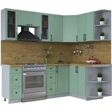 Готовая кухня Интерлиния Тренд 1.5x2.2 правая (мята/мята/дуб бунратти)