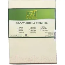 Простыня Альвитек Сатин однотонный на резинке 160x200x25 ПР-СО-Р-160-КРЕМ (кремовый)