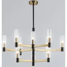Подвесная люстра Ambrella light LH55515/12 BK/BS/CL (черный/латунь/прозрачный)
