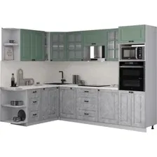 Готовая кухня Интерлиния Мила Деко 1.88x2.8 LV (керамика/мята/опал светлый)