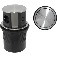 Блок розеток AKS Nova Tor USB выдвижной (3 розетки, сталь)