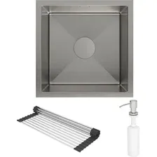 Мойка кухонная Roxen Uno 560210-44 под столешницу с ролл-матом и дозатором (сатин)