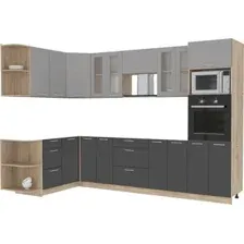 Готовая кухня Интерлиния Мила 1.68x3.0 левая без столешницы (серебристый/антрацит)