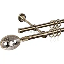 Карниз для штор АС ФОРОС Grace D16K/16Г составной + наконечники Игнацио (3.2м, антик)