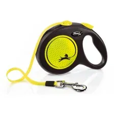 Рулетка Flexi New Neon L ременная, желтая, 5 м