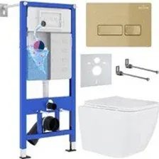 Унитаз подвесной Roxen Сube в комплекте с инсталляцией StounFix Dual Fresh 6 в 1 968065 (кнопка: бра
