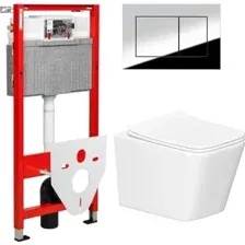 Унитаз подвесной Lauter Square 214903  TECE Kit 9400412 с кнопкой (хром)