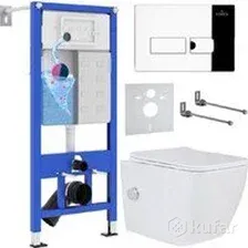 Унитаз подвесной Roxen Cube Bidet One Rimless 6 в 1 StounFix Dual Fresh 596716 (кнопка: хром)