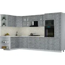 Готовая кухня Интерлиния Мила Шато 1.68x3.4 ВТ LV (керамика/керамика/опал светлый)