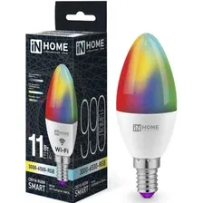 Лампа светодиодная Inhome LED-СВЕЧА-RGBW-SMART, 11Вт, 230В, E14, RGB-3000-6500К