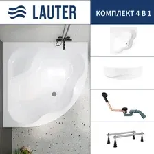 Ванна Lauter Majestica 150x150 21040150 (с ножками, лицевым экраном и сифоном 21Y11021 матовый черный)