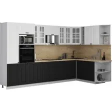Готовая кухня Интерлиния Мила Деко 1.88x3.4 PR (черный/белый/дуб бунратти)