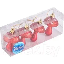 Елочная игрушка Волшебная страна Грибочки 007452 (4 шт, красный)