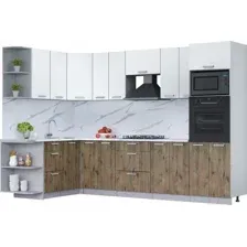 Готовая кухня Интерлиния Мила Лайт 1.68x3.0 левая (белый платинум/дуб веллингтон/белый гранит)