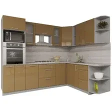 Готовая кухня Интерлиния Мила Gloss 1.88x2.6 правая (капучино-капучино)