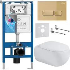 Инсталляция с подвесным унитазом Roxen StounFix Dual Fresh 967205 (с креплениями, шумоизоляционной плитой, аромадозатором и кнопкой смыва)